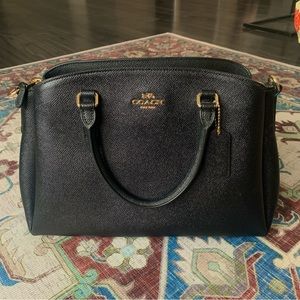 Black Coach Shoulder Bag with Removable Crossbody Strap